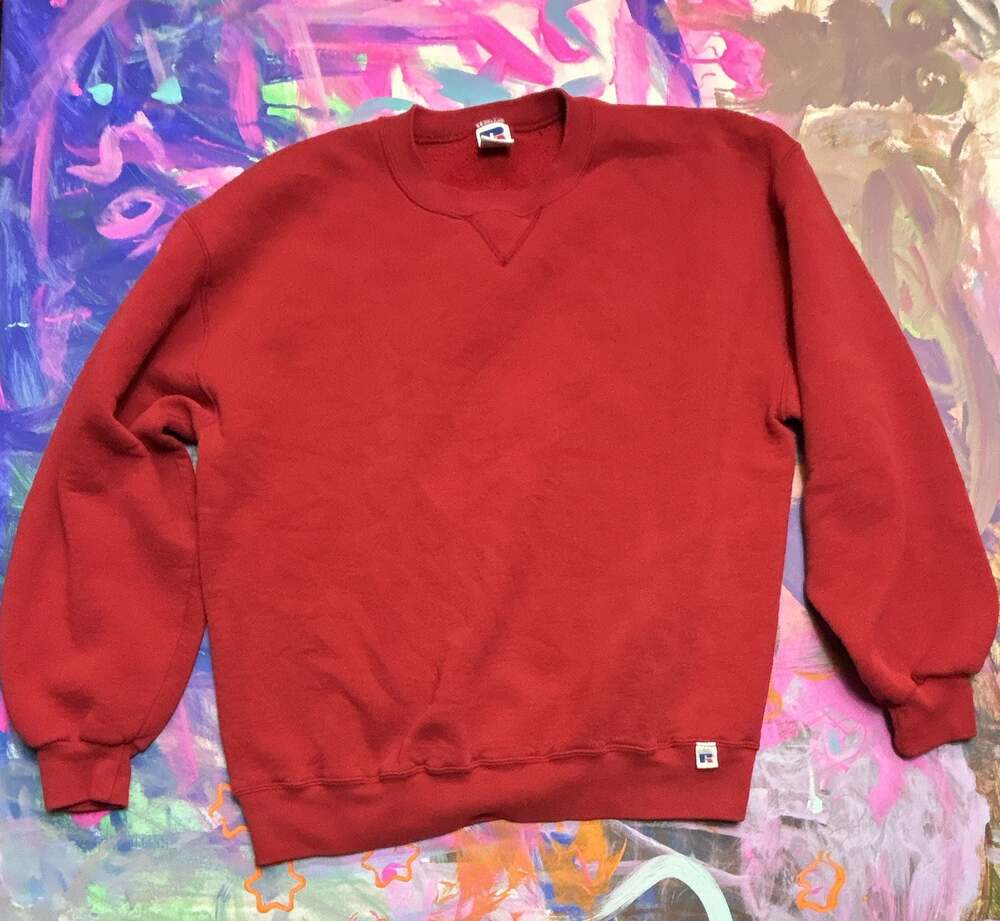 Vintage Russell Athletic Solid Red Crewneck Sweatshirt Made in USA
